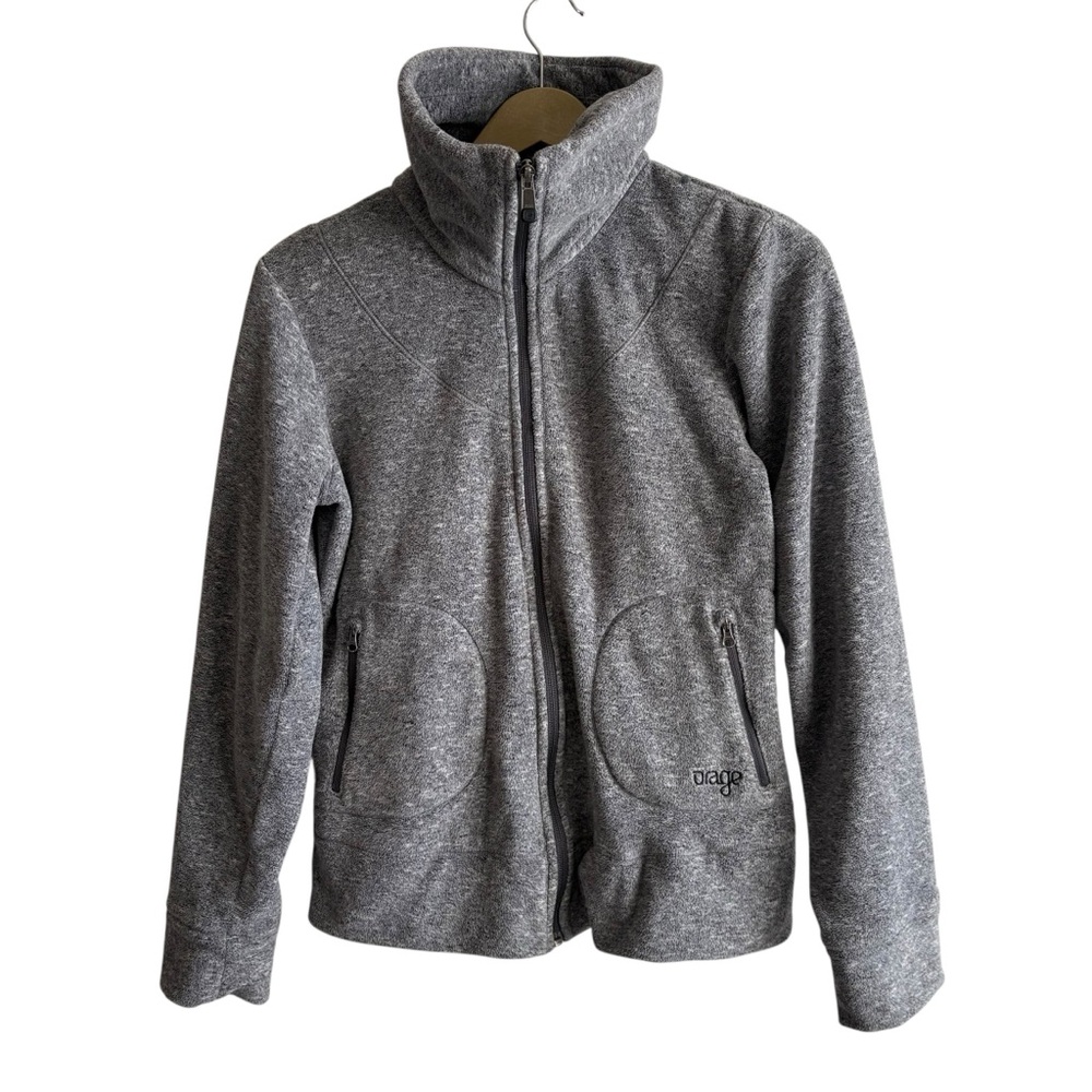 Orage Size Small Gray Full Zip Mock Neck Sweatshirt Outdoor Winter Travel Hiking